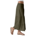 thumbnail image 6 of Women's Solid Color Midi Skirt, High Waist A-Line Casual Skirt, Versatile Basic Skirt for Office, Daily Wear and Spring Outfits,Army Green,L, 6 of 6
