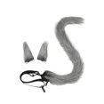 thumbnail image 2 of Diadema con orejas de gato, decoración para cosplay, regalo de gato con cola larga para cumpleaños y espectáculos. Gris, 2 of 9
