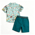 thumbnail image 4 of Baby Boy Girl Summer Outfits Floral Print Peter Pan Collar Girl Dress Kids Short Sleeve Floral Dress Matching Boy Plaid Suspender Outfit Sets, 4 of 8
