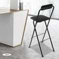 thumbnail image 2 of 2pcs 30 inch Folding Bar Stool with Backrest - PU Cushioned Counter Height Stool, Portable Metal Frame Barstools for Outdoor, Camping, Kitchen, Shop, and Cafe (Black), 2 of 9