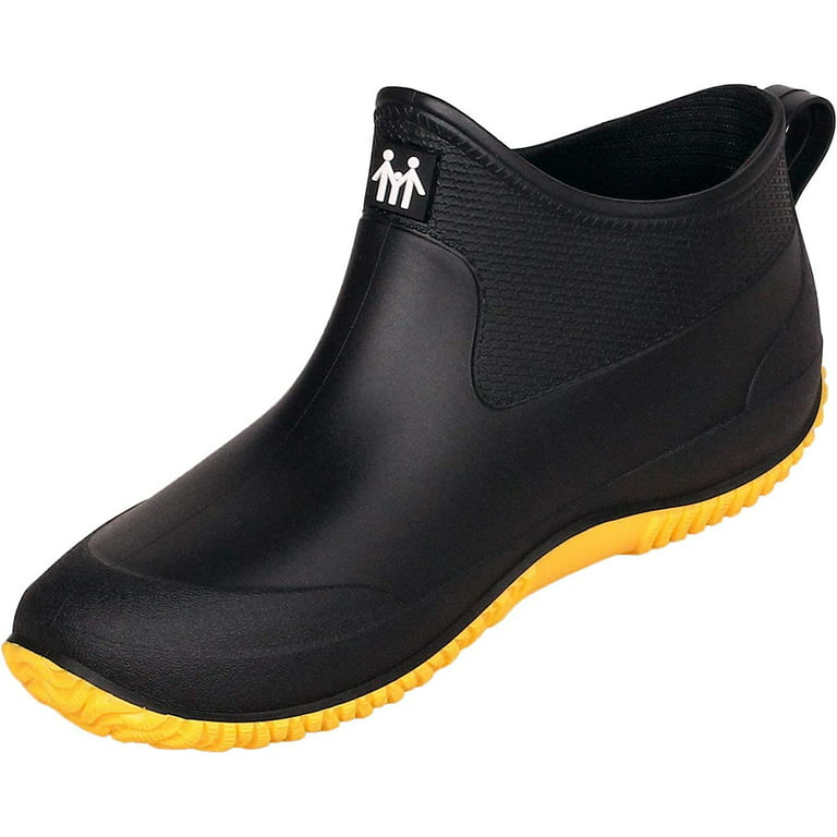 Black Rain Boots Men Long Anti Slip Waterproof Rubber Shoes Car