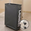 thumbnail image 3 of Aluminum Frame Laundry Basket, Narrow Thin Laundry Hamper, Dirty Clothes Hamper with Handles Collapsible Hampers with Brake Function,22.8"×15.4", 3 of 14