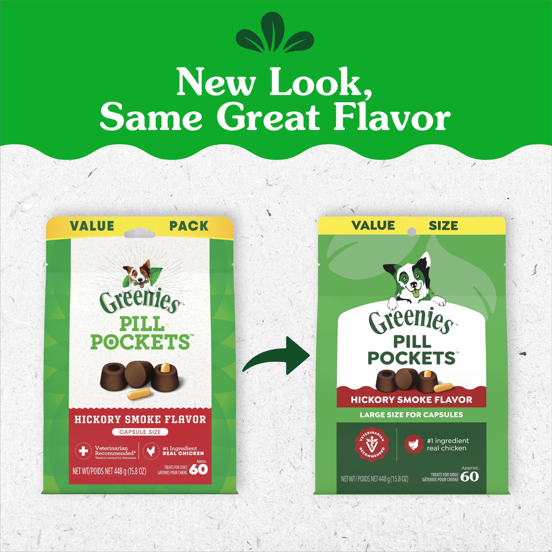 (3 pack) Greenies Pill Pockets for Dogs Hickory Smoke Flavor Large Size Soft Dog Treats, 15.8 oz Pouch