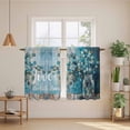 thumbnail image 3 of Blue Teal Spring Floral Tier Curtains, Modern Botanical Oil Painting Art Light Filtering Kitchen Curtains, 2Pcs Rod Pocket Half Window Treatments Panels for Sink Cafe Cabinet Basement 27.5x45 Inches, 3 of 9