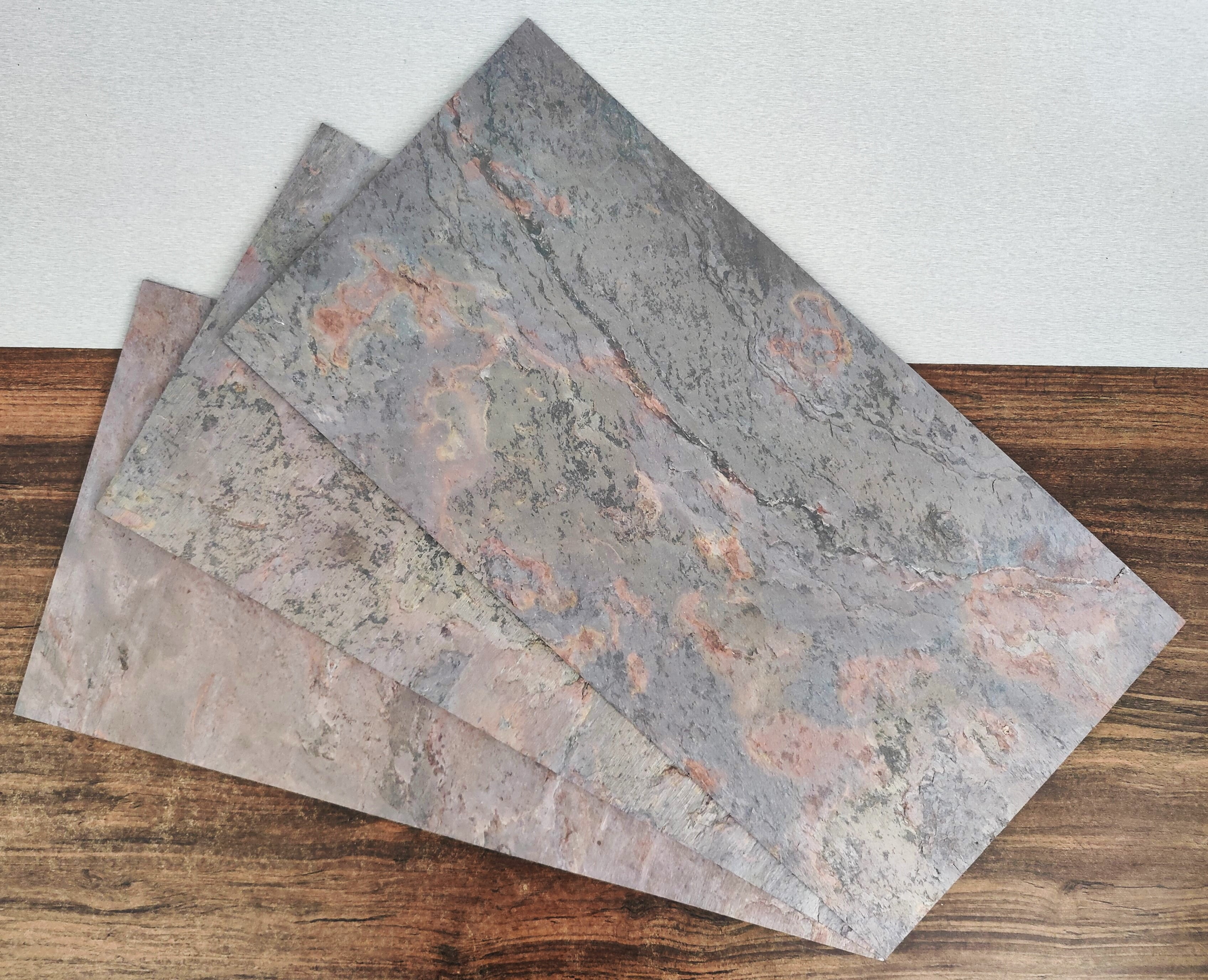 Dundee Deco Veneer Wall Panels, Peel and Stick DIY Slate Stone Finish Tiles for Wall or Backsplash, Made with Real Stone in Indian Glory, Set of 10, Covers 19 sq ft