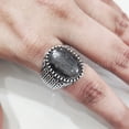 thumbnail image 4 of Black Rutile Mans Ring, Natural Black Rutilated Quartz, Quartz Silver Jewelry, 925 Silver Ring, Gift, Heavy Mens Ring, Arabic Design, Ottoman Style Ring, Christmas, Turkey Mens Signet Ring, 4 of 7