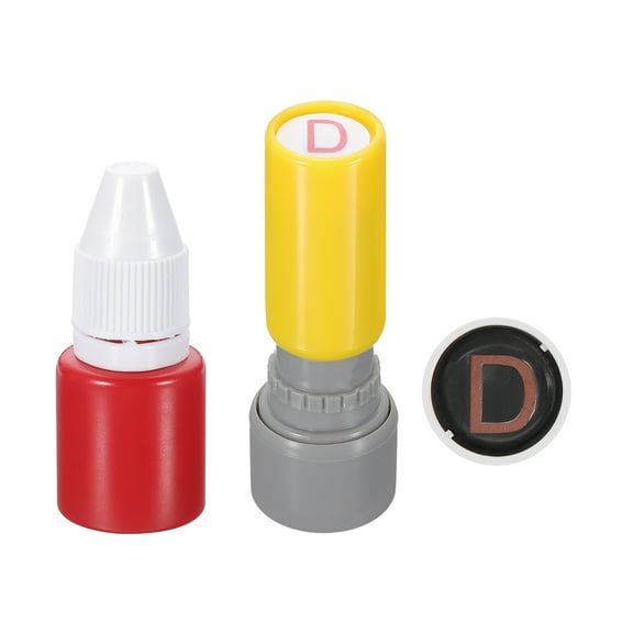 Uxcell 10mm Letter Stamps, J-Alphabet Stamps Mini Self Inking Stamps Plastic Ink Set, Red Ink, Purple Shell