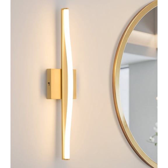 Deyidn 24-inch Modern Gold Wall Sconce, Dimmable LED Wall Light with Adjustable Color Temperature, Acrylic Shade for Bedroom, Living Room, Hallway, Entryway