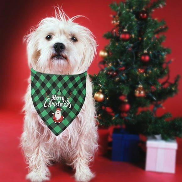 Festive Pet Collars Plaid Print Bandana Reversible Scarf for Cats Seasonal Holiday Neckwear