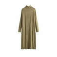 thumbnail image 3 of Meichang Robe Chandail en Tricot Torsadé à Col Roulé pour Femmes Manches Longues Coupe Ample Longueur Genou Robe Chandail Automne Hiver Décontractée, 3 of 4