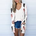 thumbnail image 4 of Cardigan for Women Fashion Long Sleeve Summer Cardigan for Women Softy Life Jacket for Adults Floral Printing Lightwight Trendy Top Coat with Pocket（White,XXL）, 4 of 5