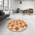 thumbnail image 4 of Ahgly Tapis Rond Lavable en Machine Intérieur Transitionnel Orange Néon, 3 Pieds Rond, 4 of 7