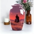 thumbnail image 4 of Cowboy Urn For Ashes, Large Unique Cremation Urns For Human Ashes Adult Male Female, Sunset Small Urns For Men, Purple Keepsake Memorial Urn ( Size- 10inch 1pc, 3inch 1pc ), 4 of 8