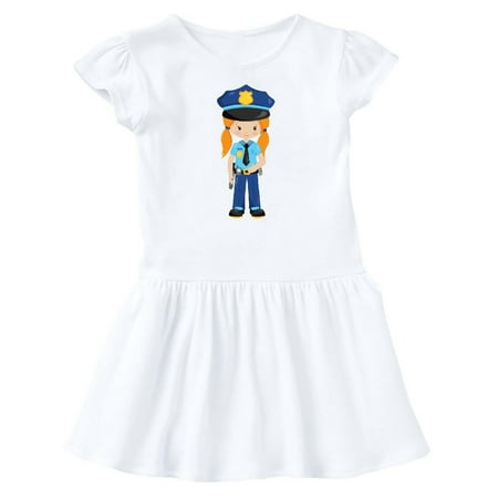 

Inktastic Cute Girl Police Girl Orange Hair Police Uniform Gift Baby Girl Dress