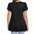 thumbnail image 7 of Womens Black Blouses V Neck Loose Dressy Shirts Petal Short Sleeve Plus Size Summer Tunic Tops, 7 of 7