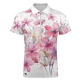 thumbnail image 4 of Pink Wildflowers (5) Men Zipper T-shirt Summer Casual Short Sleeve T-shirt Top, 4 of 7