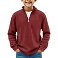 thumbnail image 2 of Tdoqot Boys Corduroy Sweatshirt Quarter Zip- Casual Pullover Fashion Long Sleeve Kids Tops Red Size 14, 2 of 5