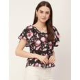 thumbnail image 3 of Moomaya Sweetheart Neck Tops For Women, Printed Short Flutter Sleeve Casual Top, 3 of 9