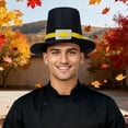 thumbnail image 2 of Adult Pilgrim Hat Black Wide Brim Caps Thanksgiving Casual Hat Style Suitable For Parties And Stage Performances, 2 of 4