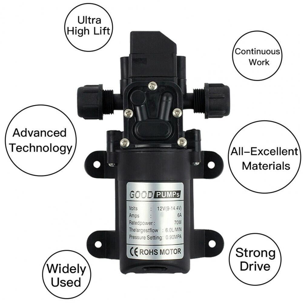 12V Automatic Fresh Water Pressure Diaphragm Pump 5GPM 130PSI for Boat/Marine/RV
