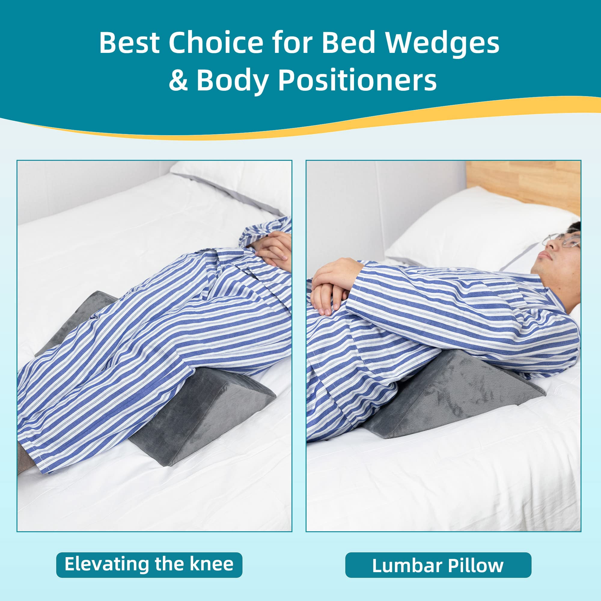 Bed Wedges & Body Positioners For (3 In 1) 40 Degree Triangle Positioning Pillow After  Wedge