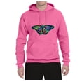 thumbnail image 2 of Wild Bobby, Colorful Rainbow Patterned Butterfly Animal Lover Unisex Graphic Hoodie Sweatshirt, Neon Pink, Large, 2 of 3