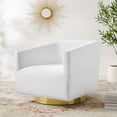 thumbnail image 2 of Armchair Accent Swivel Chair, Velvet, Gold White, Modern Contemporary Urban Design, Living Lounge Room Hotel Lobby Hospitality, 2 of 8