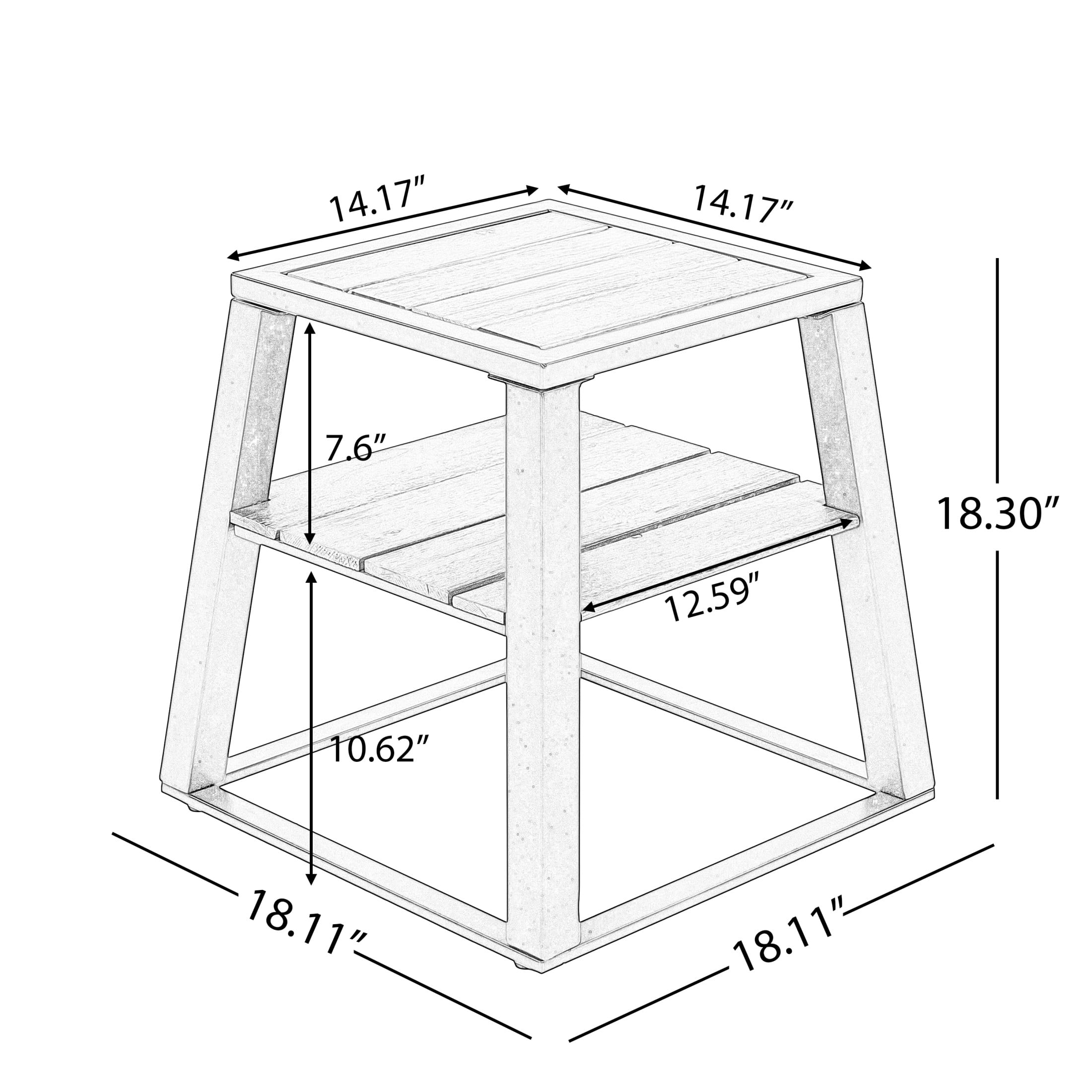 Christopher Knight Home Outdoor 2-Tier Side Table with Storage Shelf, White + Teak