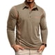 thumbnail image 1 of Blusa y camisa de manga larga con cuello vuelto para hombre, color liso, informal, de moda, para negocios, con botones y solapa, de poliéster., 1 of 9