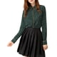 thumbnail image 3 of Camisas de botón de manga larga con estampado para mujer Inspire Chic XL Verde, 3 of 7