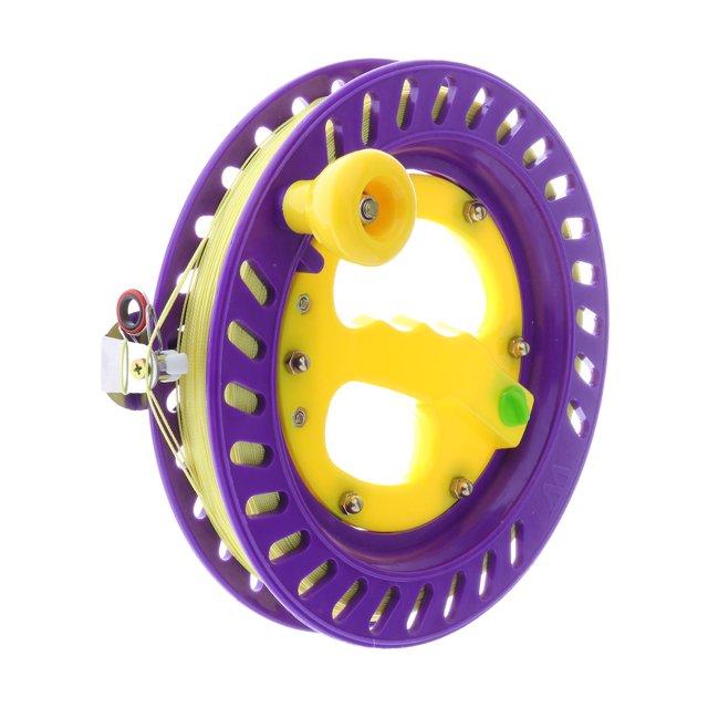 Bobinador de hilo para cometas, hilo para cometas con carrete, empuñadura para carrete de bobinado de cometas, con hilo de 400M para mujeres, hombres, Púrpura y amarillo