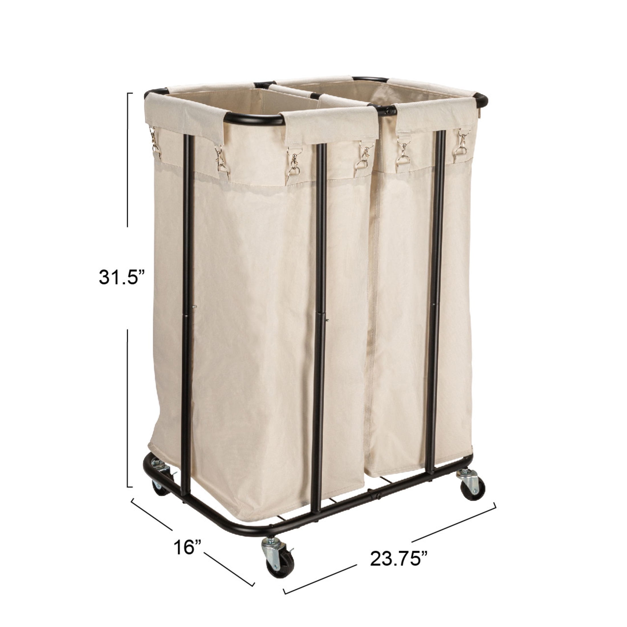 Household Essentials 2-bag Rolling Laundry Sorter, Natural