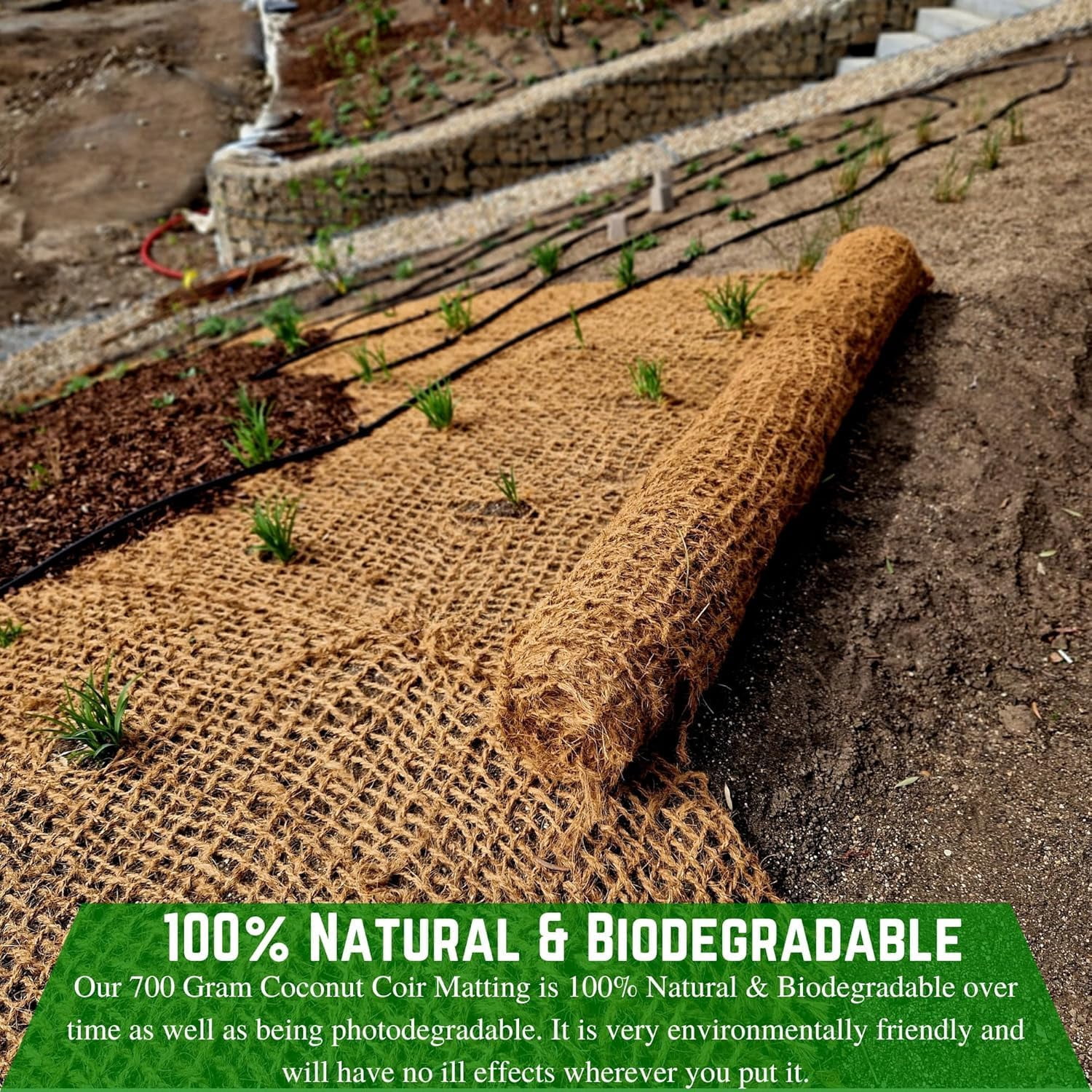 Farm Plastic Supply - 700 Gram Coir Erosion Control Matting - 100% Biodegradable