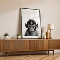 thumbnail image 2 of baby monkey - Photography Animal Wildlife Black and White Portrait Nature Illustration Black Framed Wall Art Print 12 x 18 inches, 2 of 8