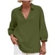 thumbnail image 3 of TaTaai 2026 Spring Women’s Lapel 3/4 Sleeve Tee Regular Blouse Casual Solid Color Fashion Top Linen Texture Polyester Daily Shirt Gift, 3 of 8