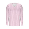thumbnail image 4 of Womens Plus Size Oversized T-Shirts, V Neck T Shirts for Women Fall Fashion Polka Dots Printed Side Slit Long Sleeve Tunic Tops, 4 of 4