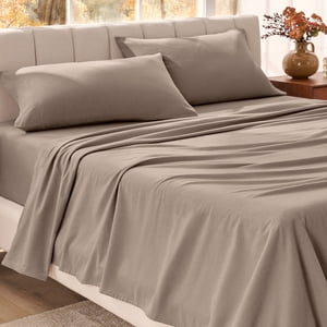 Bare Home Organic Cotton Flannel Sheet Set, Twin XL, Taupe