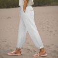 thumbnail image 2 of COMVALUE Cropped Pants Women Wide Leg Casual Loose Palazzo Pants Elastic Waist Beach Pant Gauze Crop Trousers (White, XL), 2 of 9