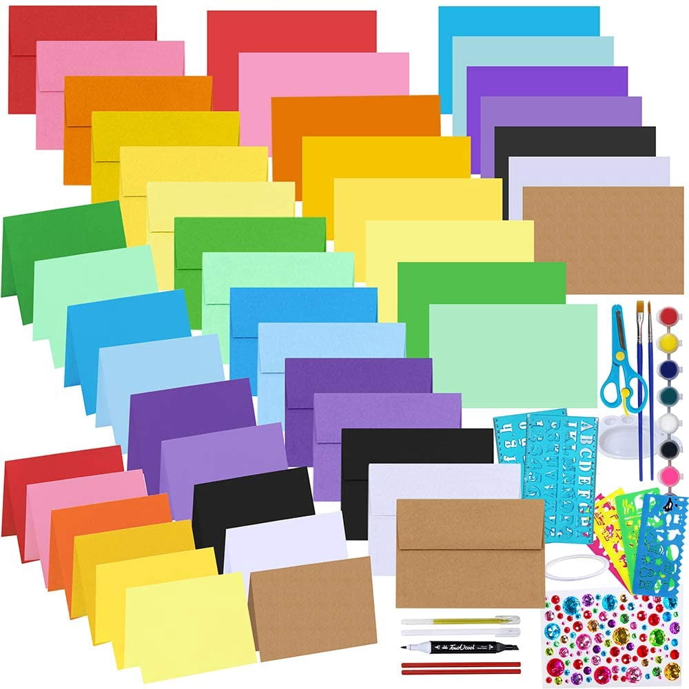 Bulk 18 Colors Blank A6 Envelopes and 4.6 x 6.3 Cards Assortment Stationery  Kit A6 Invitation Envelopes Self Seal with 4.6 x 6.3 Cardstock Folded Note  Cards and Colored Paper for DIY Card Making - Walmart.com