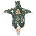 thumbnail image 2 of FORMRS Wearable Blanket Hoodie with Sleeves for Kids Cozy Flannel Sweatshirt, Green Christmas Trees, 2 of 7