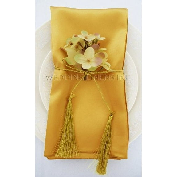Wedding Linens Inc. (10pcs) 20'' x20" Satin Table Napkins for wedding Party Decoration events -Gold