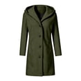 thumbnail image 7 of Sorvello Women's Hooded Single Breasted Long Wool Coat Casual Warm Winter Outerwear for Women Fall Jacket with Pockets Button Front Army Green L, 7 of 7