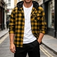 thumbnail image 2 of Akmaiox Plaid Hoodies for Men Long Sleeve Button Down Sweatshirt with Hood Drawstring Side Zip Pocket Casual Loose Streetwear Workout Jackets S-3XL, 2 of 9