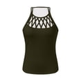 thumbnail image 6 of GILIGEGE 2 Piece Sets for Women Casual Fashion Set Women's Shorts Set Sleeveless Vest Top Suit Shorts Two Set Print Basic Tank Top & Shorts Set with Belt Features: Summer Sets Army Green L, 6 of 6