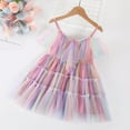 thumbnail image 4 of XFHLMJFF Girls Dress Toddler Hem Pleated Sleeveless Tulle Rainbow Tie Dye Princess Dance Party Ruffles Frocks Pleasant Sundress, 4 of 4