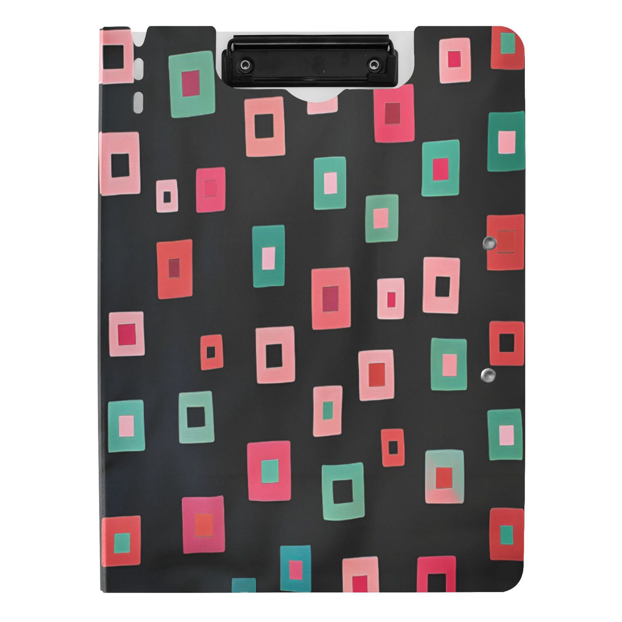 FORMRS A4 Clipboard Folder with Pen Holder Horizontal Foldable School Office Binder, Red Block Pattern