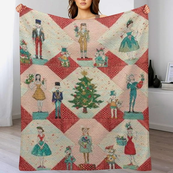 RKSupls Christmas Throw Blanket,Soft Flannel Nutcracker Buffalo Plaid Blanket, Fuzzy Warm Cozy Winter Blanket for Couch Bed Home Decor,60x80 in