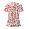 thumbnail image 3 of Goofa Rose Flowers Pattern Womens Deep V Neck Low Cut Tops Casual Summer Short Sleeve Ribbed Knit T-Shirts-XX-Large, 3 of 5