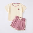 thumbnail image 4 of Cethrio Girls Cotton Outfit Sets, 2 Piece Summer Soft Short Sleeve Kids Clothing sets Pink Size 4-5 T, 4 of 5