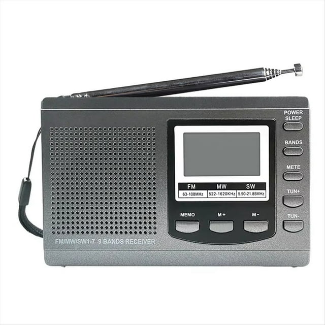 Radio Portable FM/MW/SW Récepteur Stéréo avec Réveil Numérique Récepteur Radio FM Radio d'Urgence Extérieure,A